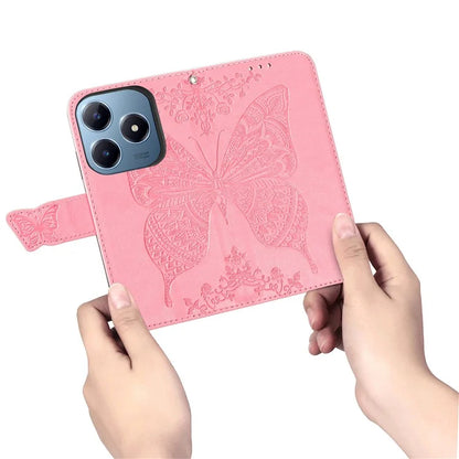 For Realme C63 4G Case PU Leather Wallet Phone Cover Butterfly Pattern