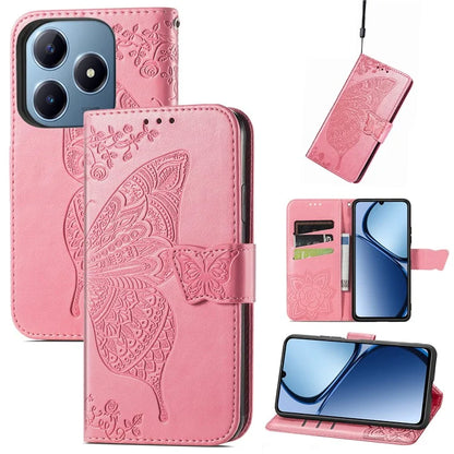 For Realme C63 4G Case PU Leather Wallet Phone Cover Butterfly Pattern