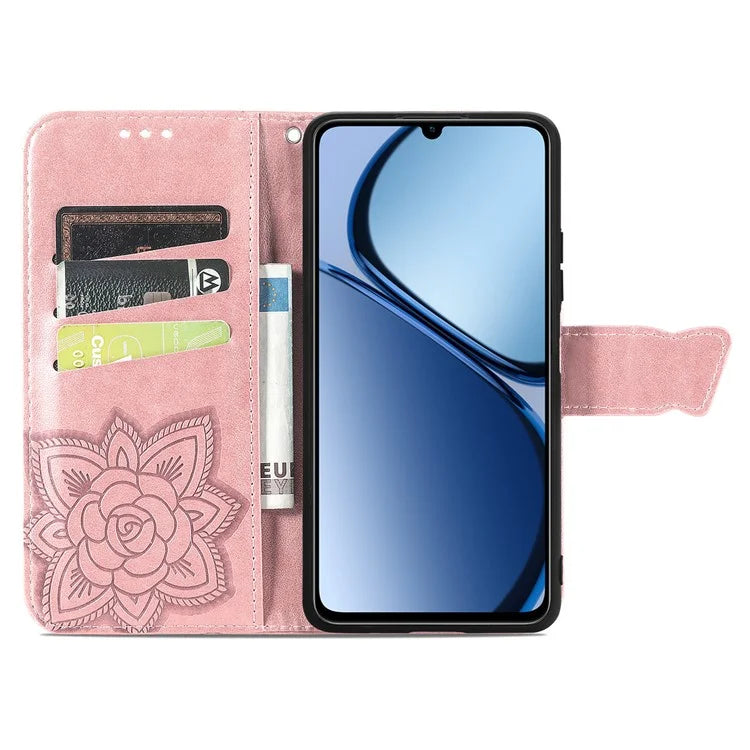 For Realme C63 4G Case PU Leather Wallet Phone Cover Butterfly Pattern