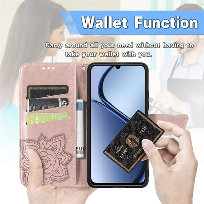 For Realme C63 4G Case PU Leather Wallet Phone Cover Butterfly Pattern