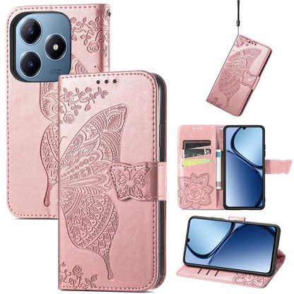 For Realme C63 4G Case PU Leather Wallet Phone Cover Butterfly Pattern