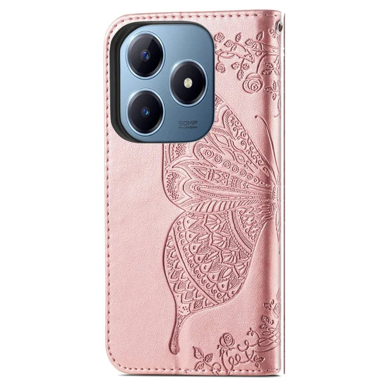 For Realme C63 4G Case PU Leather Wallet Phone Cover Butterfly Pattern