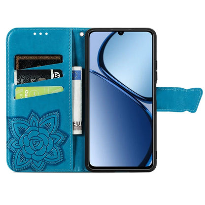 For Realme C63 4G Case PU Leather Wallet Phone Cover Butterfly Pattern