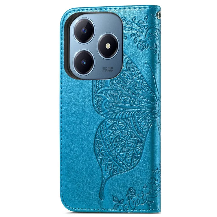 For Realme C63 4G Case PU Leather Wallet Phone Cover Butterfly Pattern
