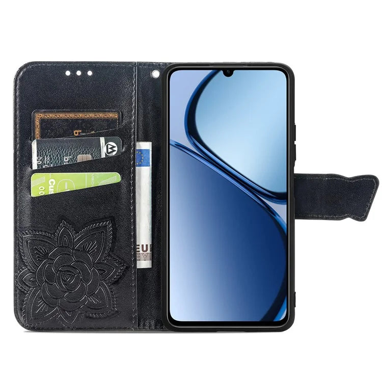 For Realme C63 4G Case PU Leather Wallet Phone Cover Butterfly Pattern