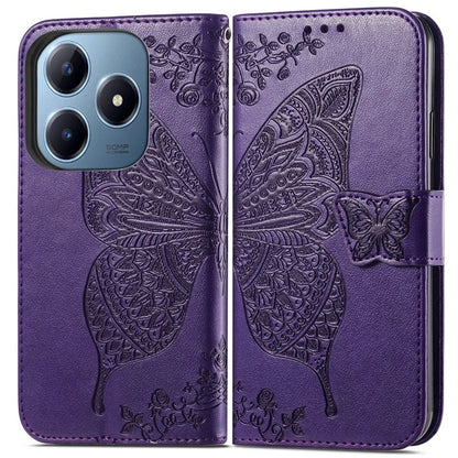For Realme C63 4G Case PU Leather Wallet Phone Cover Butterfly Pattern