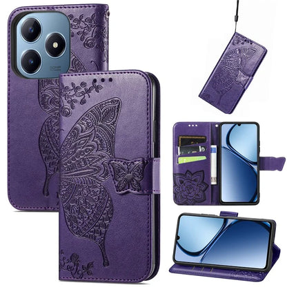 For Realme C63 4G Case PU Leather Wallet Phone Cover Butterfly Pattern