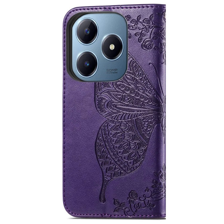 For Realme C63 4G Case PU Leather Wallet Phone Cover Butterfly Pattern