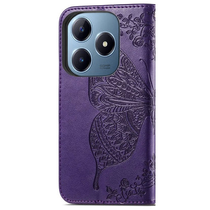 For Realme C63 4G Case PU Leather Wallet Phone Cover Butterfly Pattern