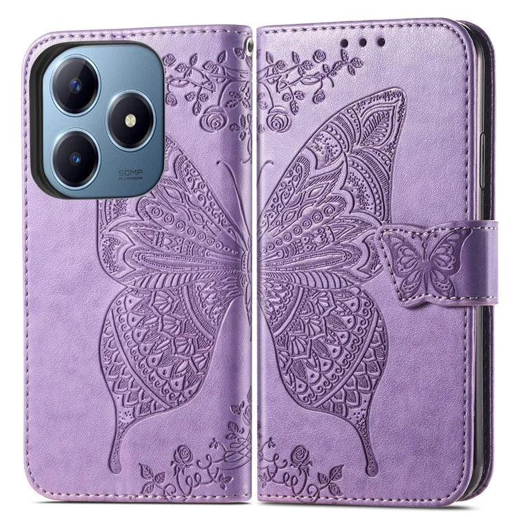 For Realme C63 4G Case PU Leather Wallet Phone Cover Butterfly Pattern