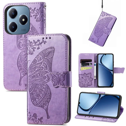 For Realme C63 4G Case PU Leather Wallet Phone Cover Butterfly Pattern