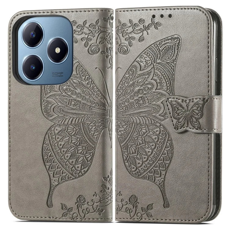 For Realme C63 4G Case PU Leather Wallet Phone Cover Butterfly Pattern