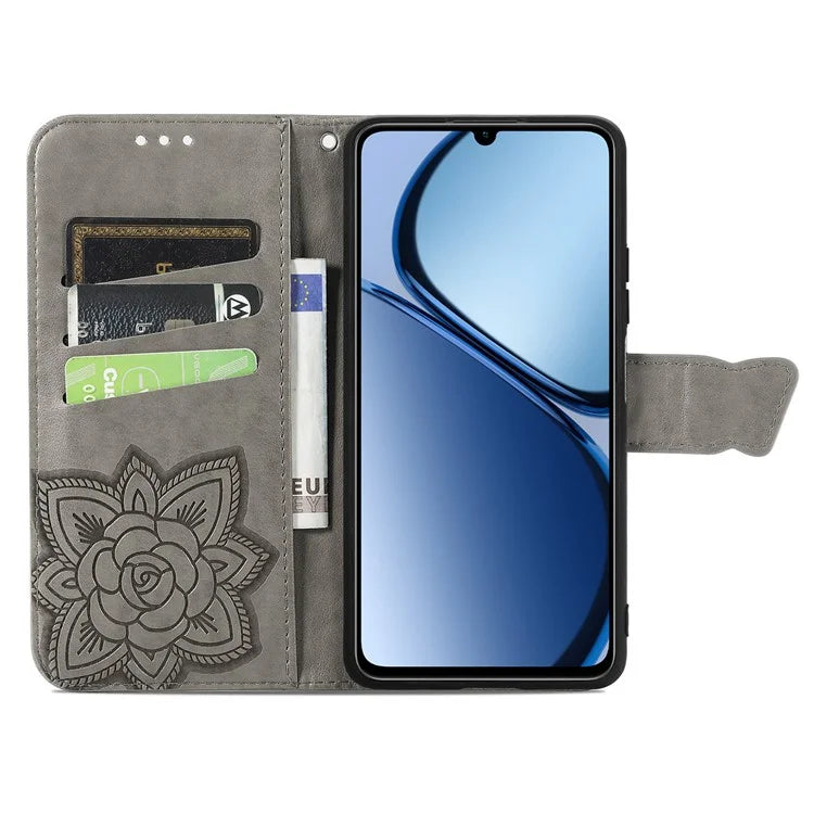 For Realme C63 4G Case PU Leather Wallet Phone Cover Butterfly Pattern
