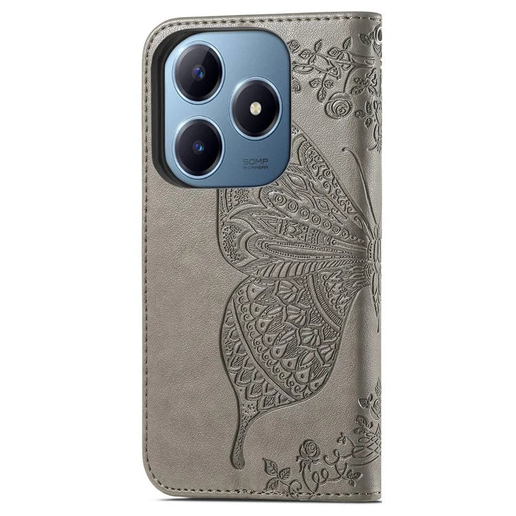 For Realme C63 4G Case PU Leather Wallet Phone Cover Butterfly Pattern