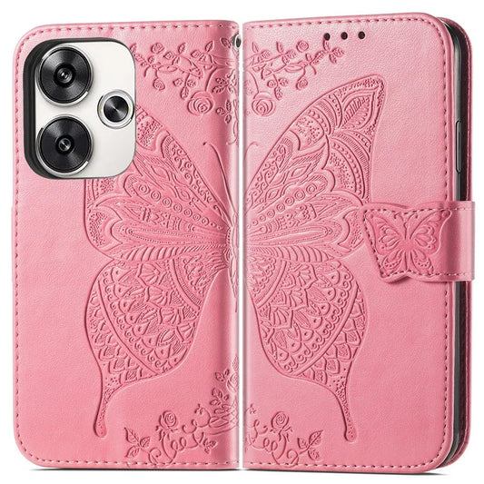 For Xiaomi Poco F6 5G / Redmi Turbo 3 5G Case PU Leather Wallet Phone Cover Butterfly Pattern