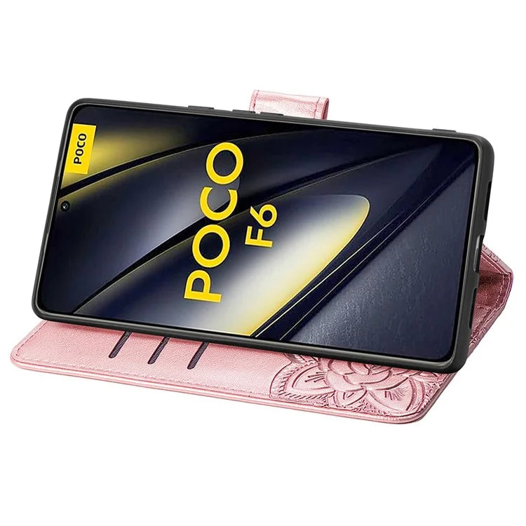 For Xiaomi Poco F6 5G / Redmi Turbo 3 5G Case PU Leather Wallet Phone Cover Butterfly Pattern