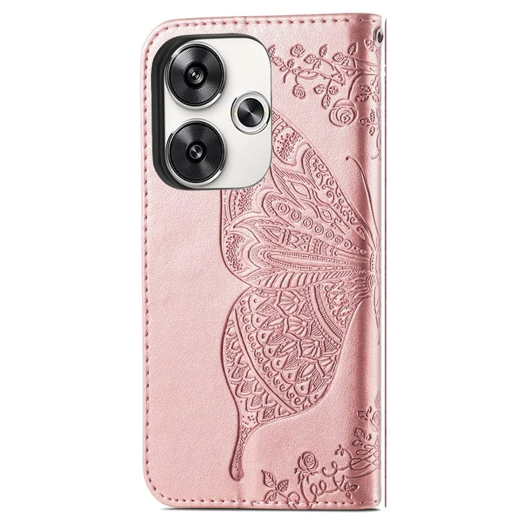 For Xiaomi Poco F6 5G / Redmi Turbo 3 5G Case PU Leather Wallet Phone Cover Butterfly Pattern