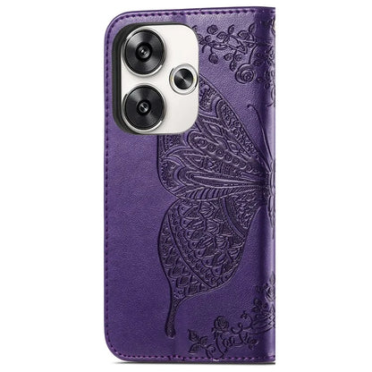 For Xiaomi Poco F6 5G / Redmi Turbo 3 5G Case PU Leather Wallet Phone Cover Butterfly Pattern