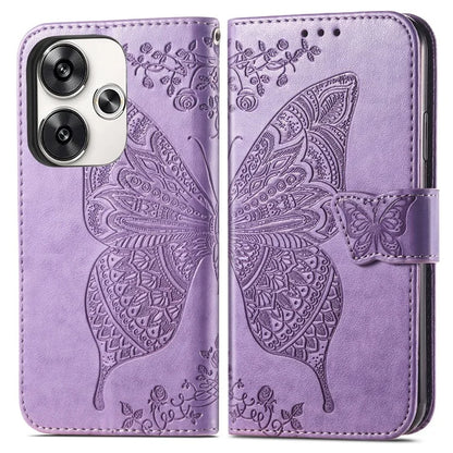 For Xiaomi Poco F6 5G / Redmi Turbo 3 5G Case PU Leather Wallet Phone Cover Butterfly Pattern