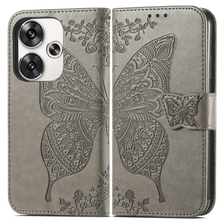 For Xiaomi Poco F6 5G / Redmi Turbo 3 5G Case PU Leather Wallet Phone Cover Butterfly Pattern