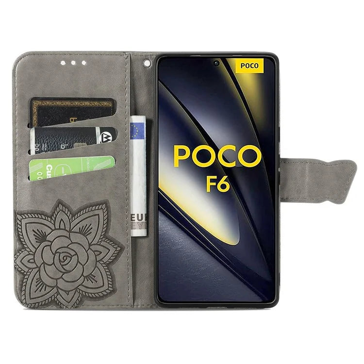 For Xiaomi Poco F6 5G / Redmi Turbo 3 5G Case PU Leather Wallet Phone Cover Butterfly Pattern