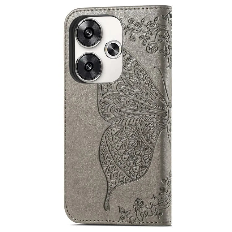For Xiaomi Poco F6 5G / Redmi Turbo 3 5G Case PU Leather Wallet Phone Cover Butterfly Pattern