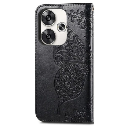 For Xiaomi Poco F6 5G / Redmi Turbo 3 5G Case PU Leather Wallet Phone Cover Butterfly Pattern
