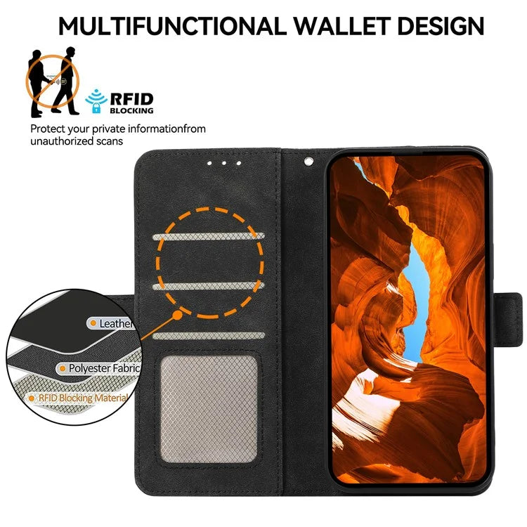 ABEEL For Samsung Galaxy A06 Case PU Leather Folio Stand View RFID Blocking Phone Cover