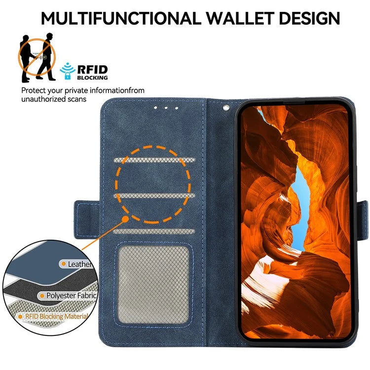 ABEEL For Samsung Galaxy A06 Case PU Leather Folio Stand View RFID Blocking Phone Cover