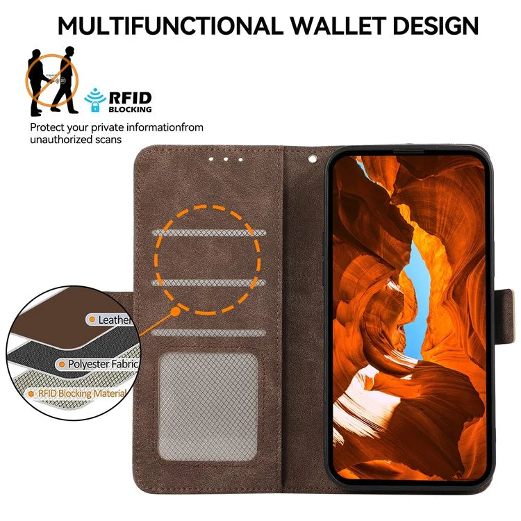 ABEEL For Samsung Galaxy A06 Case PU Leather Folio Stand View RFID Blocking Phone Cover