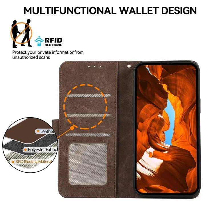 ABEEL For Samsung Galaxy A06 Case Color Splicing Leather Flip Phone Cover RFID Blocking