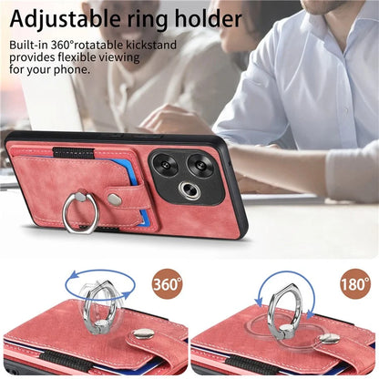 D2 For Xiaomi Poco F6 5G Retro Case Ring Holder Kickstand Leather+TPU Non-Slip Protective Cover Card Slots
