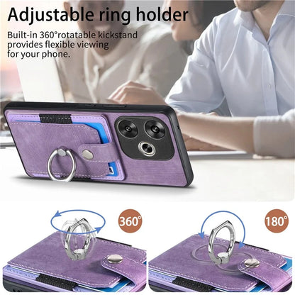 D2 For Xiaomi Poco F6 5G Retro Case Ring Holder Kickstand Leather+TPU Non-Slip Protective Cover Card Slots