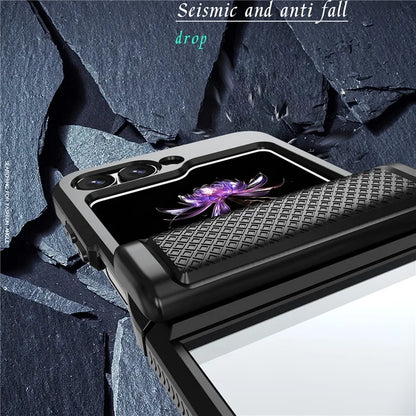 For Samsung Galaxy Z Flip6 5G Case PC Clear Phone Cover with CD-Veins Camera Lens Sliding Lid