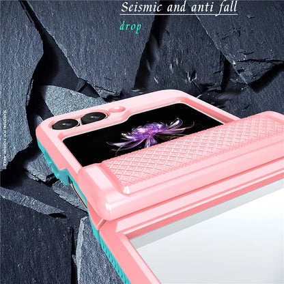 For Samsung Galaxy Z Flip6 5G Case PC Clear Phone Cover with CD-Veins Camera Lens Sliding Lid