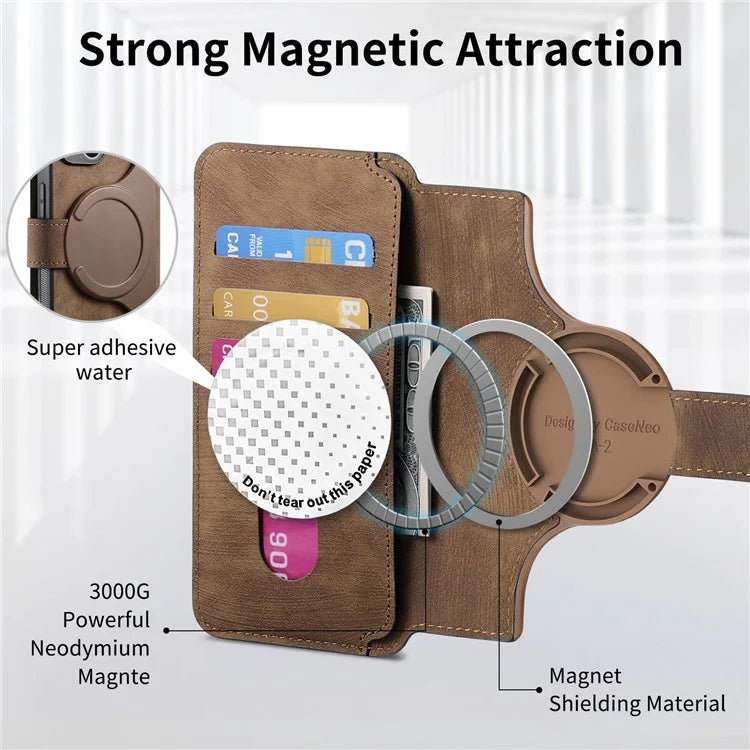 CASENEO MW-03 For Samsung Galaxy S23 Case Wallet Stand Detachable 2-in-1 Leather Phone Cover