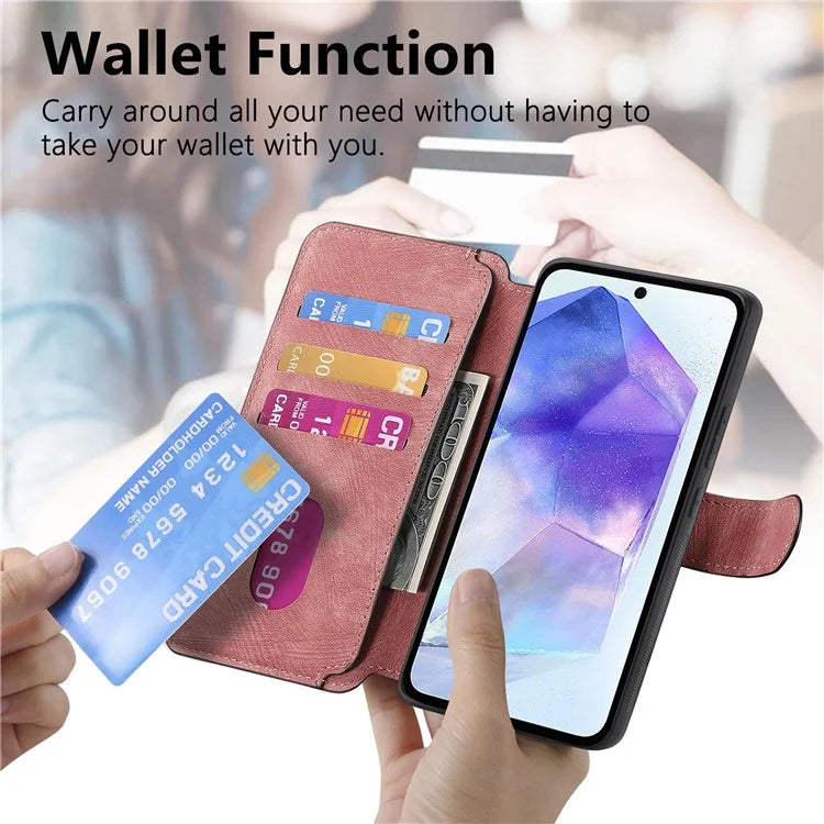 CASENEO MW-03 For Samsung Galaxy A55 5G Case Wallet Stand Detachable 2-in-1 Leather Phone Cover