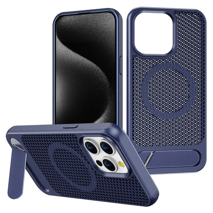 For iPhone 14 Pro Case Hollow Heat Dissipation Back Cover Kickstand Compatible with MagSafe