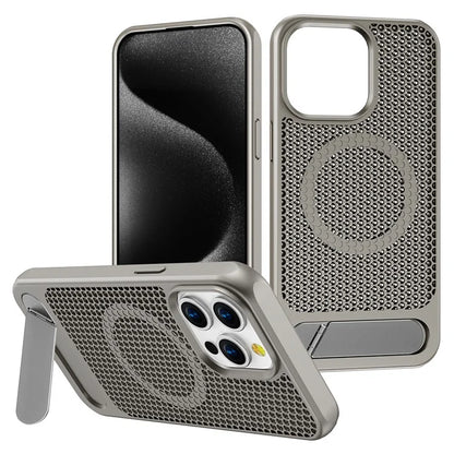 For iPhone 14 Pro Case Hollow Heat Dissipation Back Cover Kickstand Compatible with MagSafe