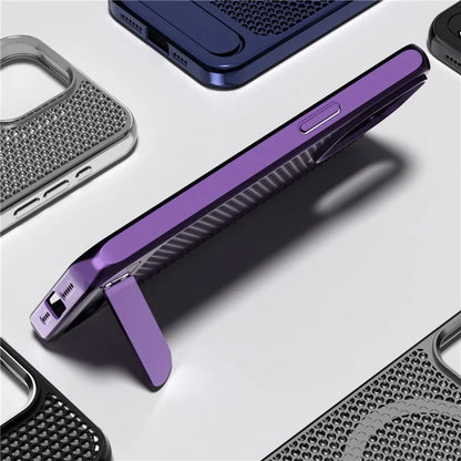 For iPhone 14 Pro Case Hollow Heat Dissipation Back Cover Kickstand Compatible with MagSafe