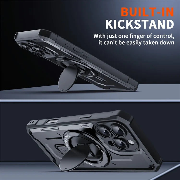 For iPhone 16 Pro Case Compatible with MagSafe Kickstand TPU+PC Phone Cover