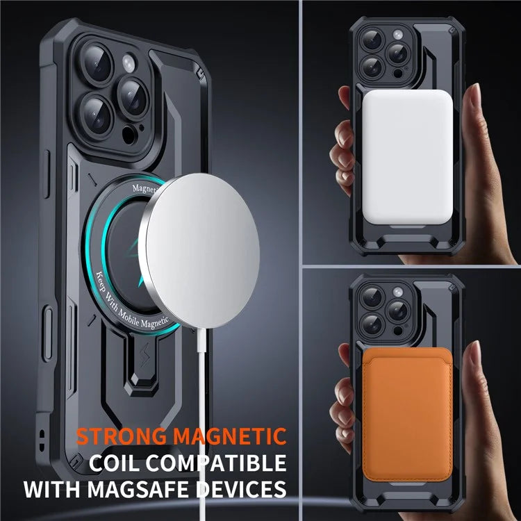 For iPhone 16 Pro Case Compatible with MagSafe Kickstand TPU+PC Phone Cover