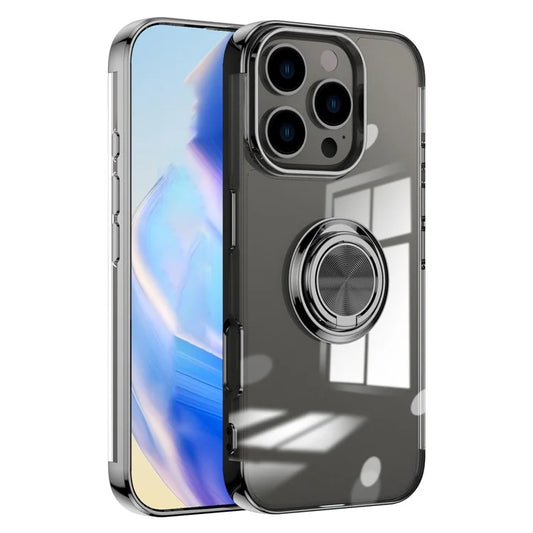 For iPhone 16 Pro Max Case Electroplating Kickstand TPU Phone Cover Magnetic Car Mount