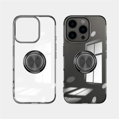 For iPhone 16 Pro Max Case Electroplating Kickstand TPU Phone Cover Magnetic Car Mount