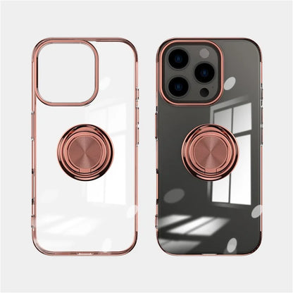 For iPhone 16 Pro Max Case Electroplating Kickstand TPU Phone Cover Magnetic Car Mount