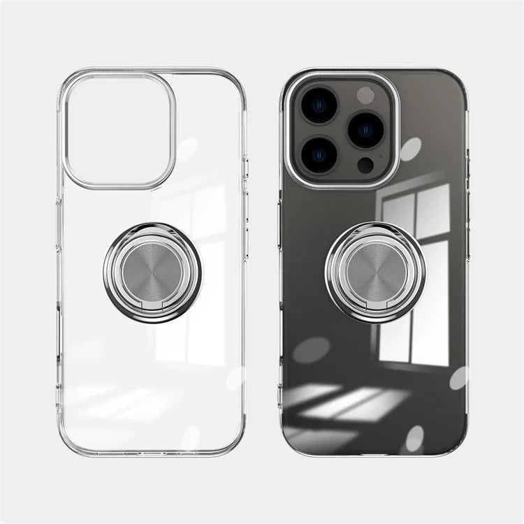 For iPhone 16 Pro Max Case Electroplating Kickstand TPU Phone Cover Magnetic Car Mount
