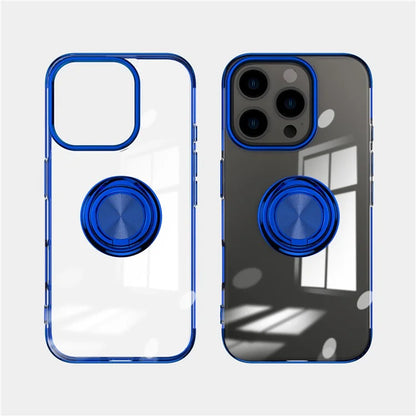 For iPhone 16 Pro Max Case Electroplating Kickstand TPU Phone Cover Magnetic Car Mount