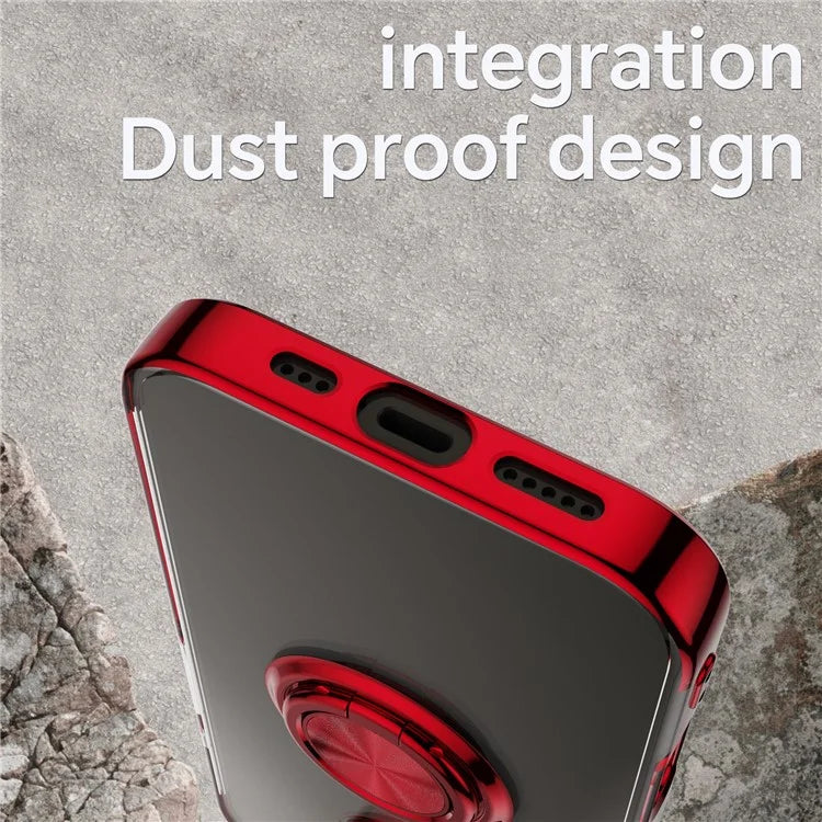 For iPhone 16 Case Electroplating Kickstand TPU Phone Cover Magnetic Car Mount