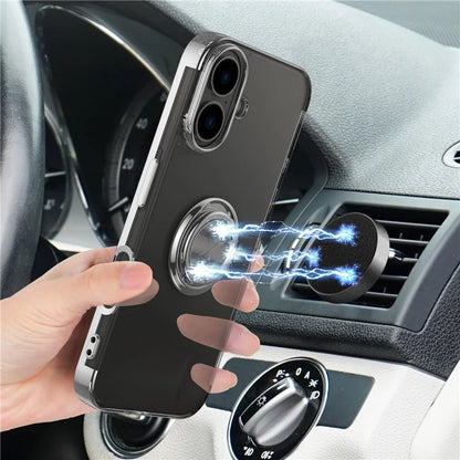 For iPhone 16 Plus Case Electroplating Kickstand TPU Phone Cover Magnetic Car Mount
