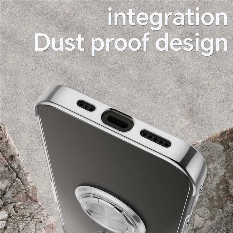 For iPhone 16 Plus Case Electroplating Kickstand TPU Phone Cover Magnetic Car Mount